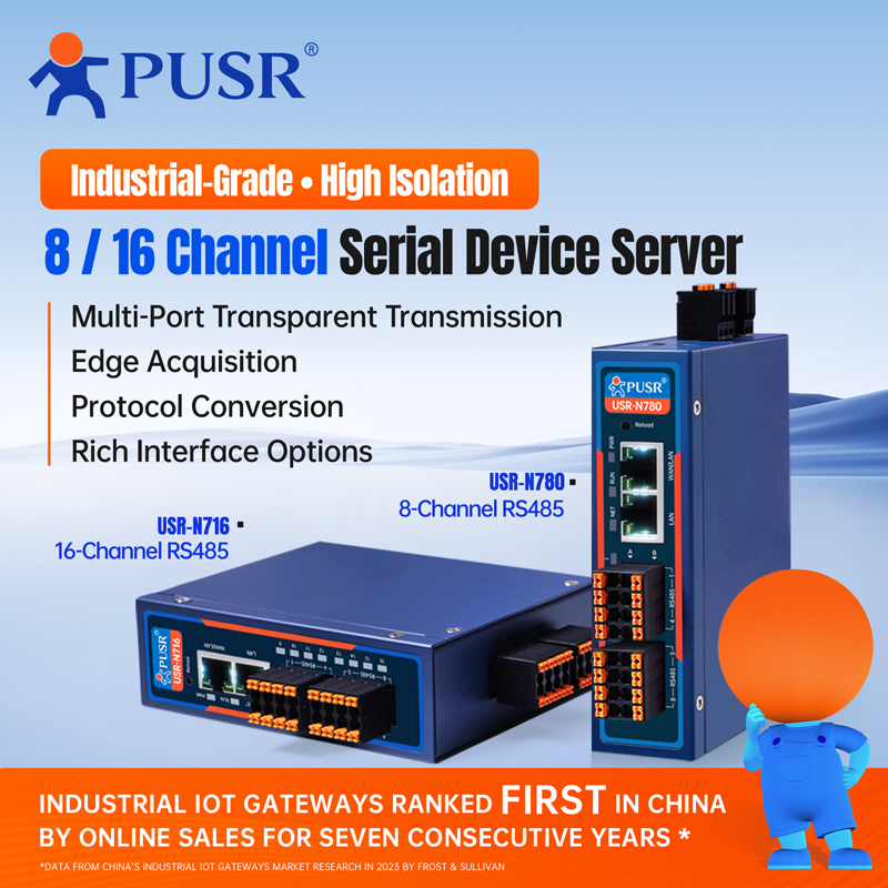 Power Over Ethernet - Konwerter PUSR Industrial RS485 na Ethernet,